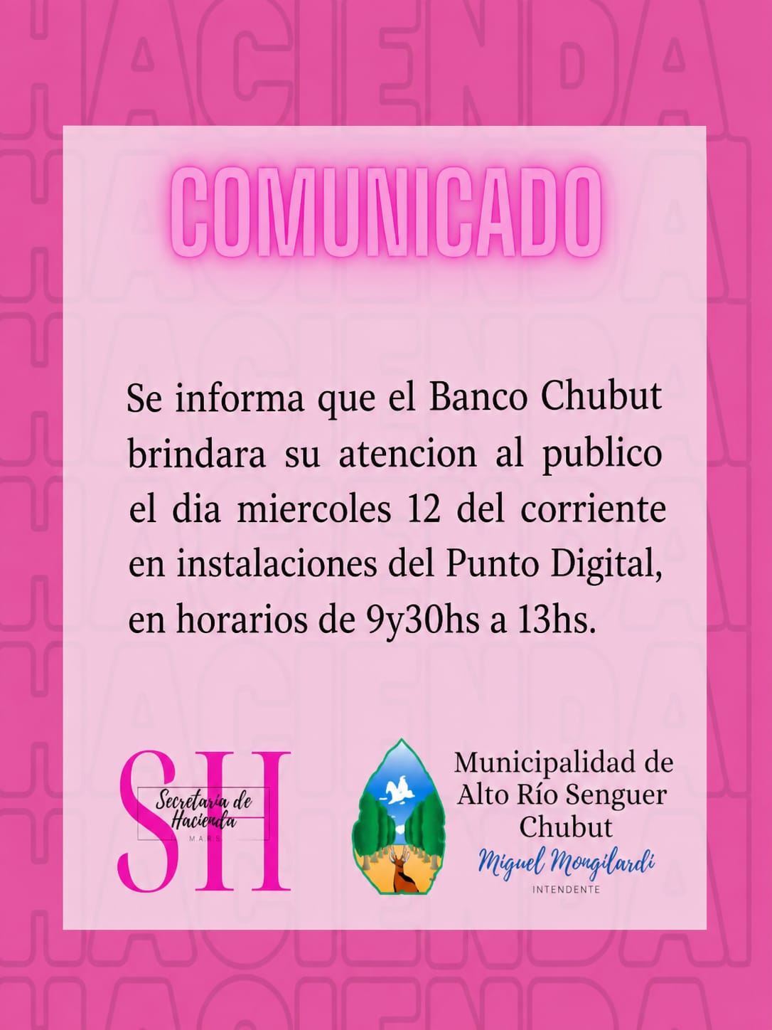Atención Banco del Chubut